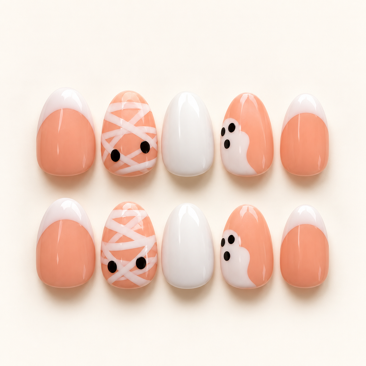 Boo Crew — digitally styled studio packshot based on Scarlett’s nail design, showing the sample shape.