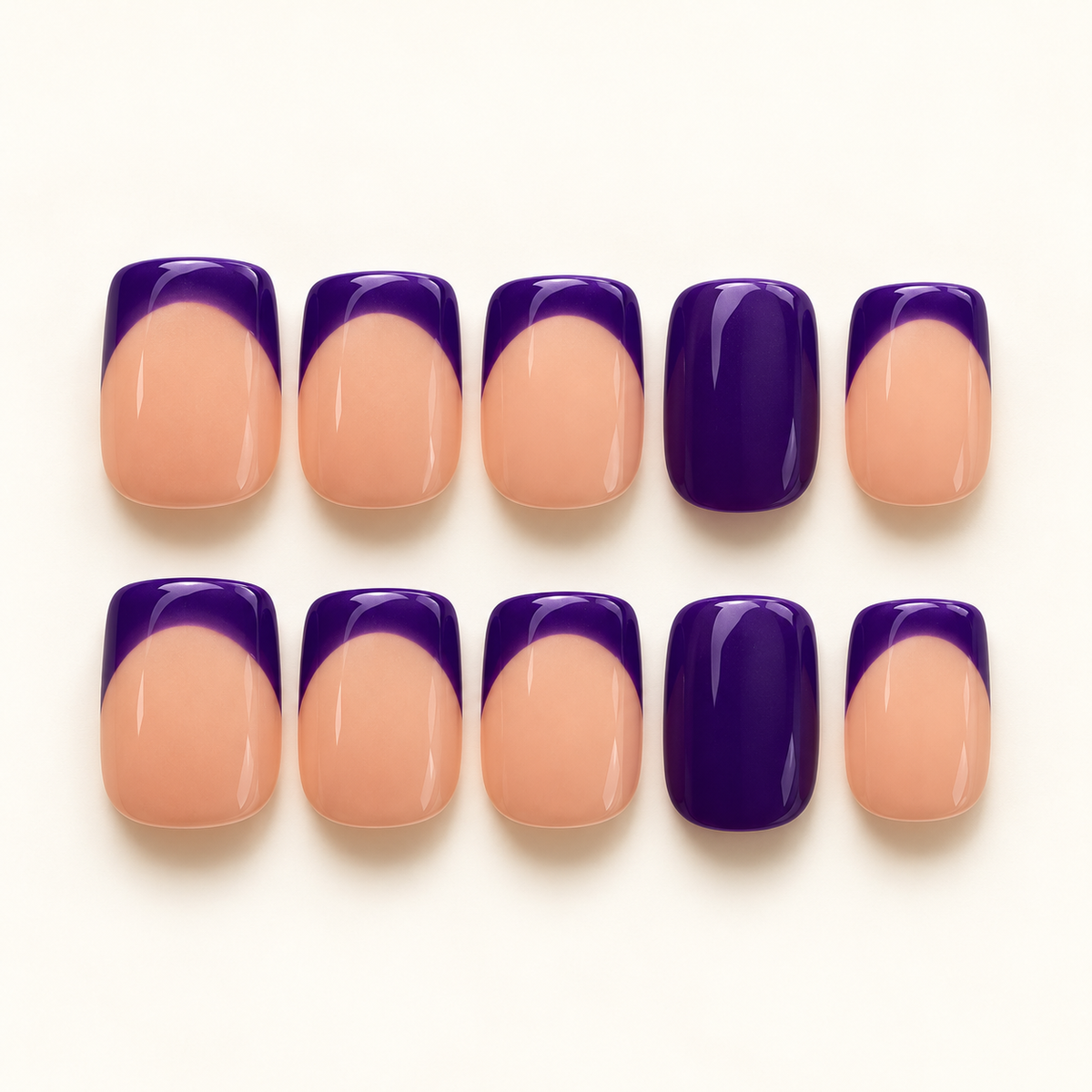 Violet Hour — digitally styled studio packshot based on Scarlett’s nail design, showing the sample shape.